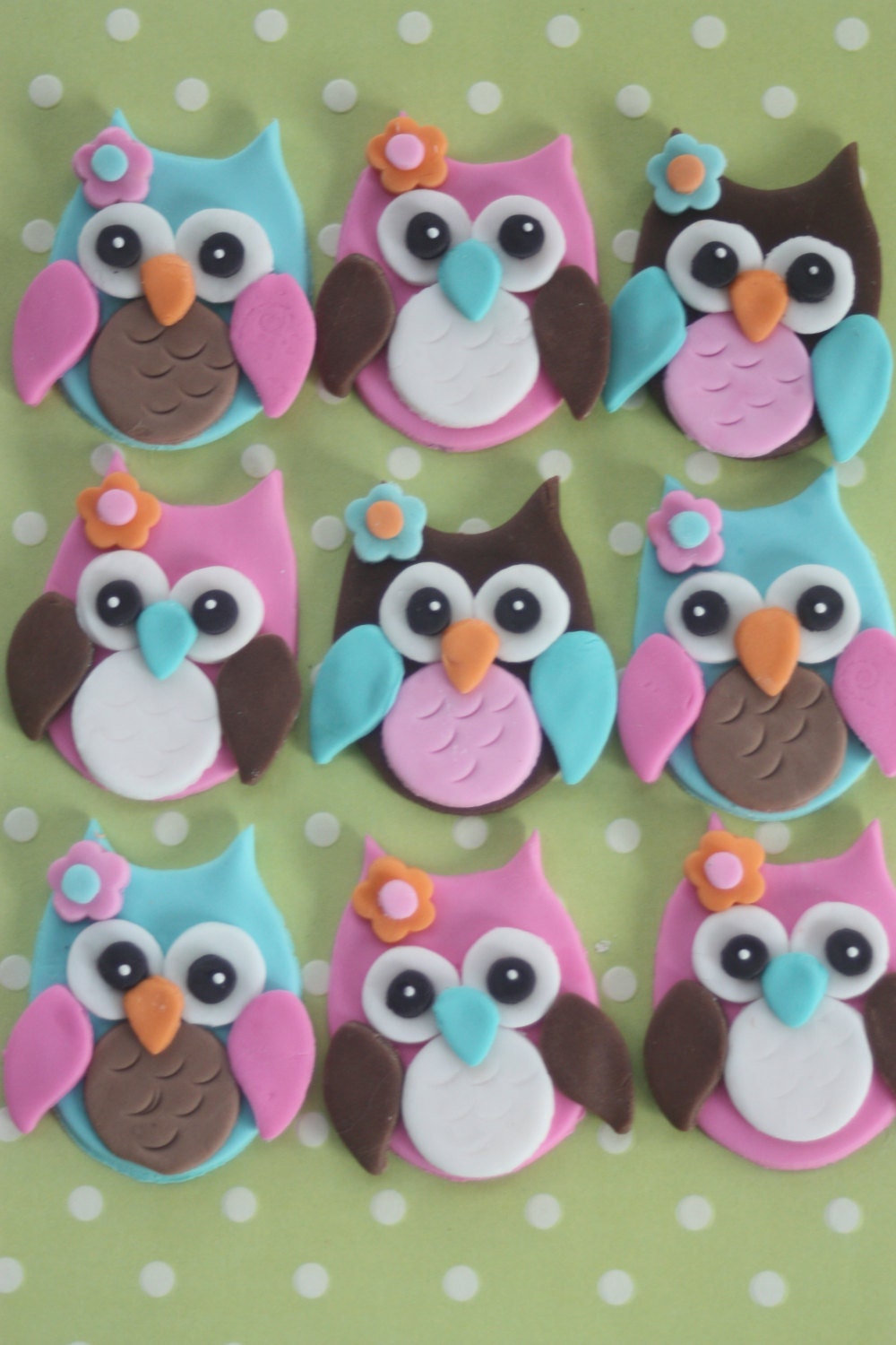 12 fondant cupcake toppersowls 2.0 by pastelfiesta on etsy