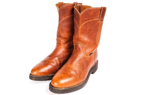 JUSTIN Brown Roper Men's Boots Size 9 EE by MetropolisNYCVintage