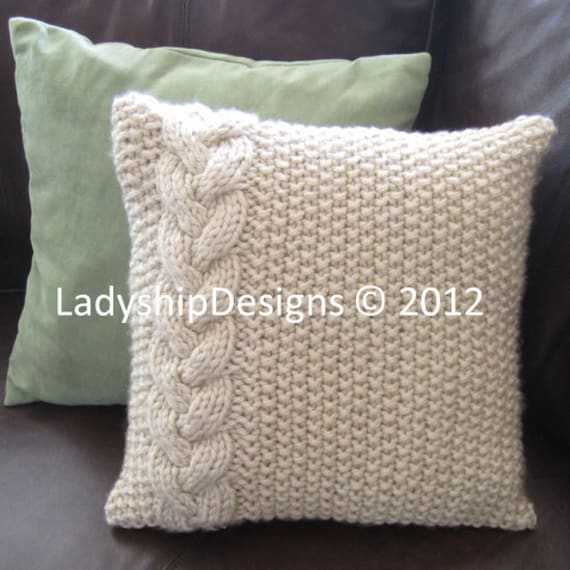 Cable knit pillow cover pattern, knit pattern pdf, Braided ...