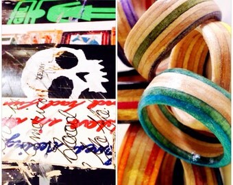 Custom Recycled Skateboard Wood Ring