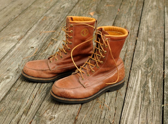 vintage Herman Survivor boot work logger distressed brown