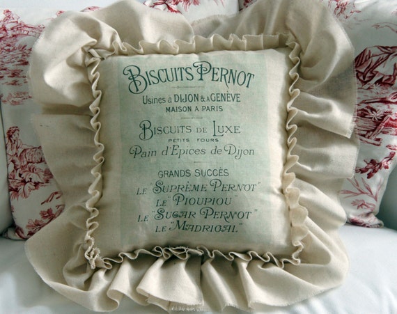 French Farmhouse Style Bakery Pillow With Ruffle