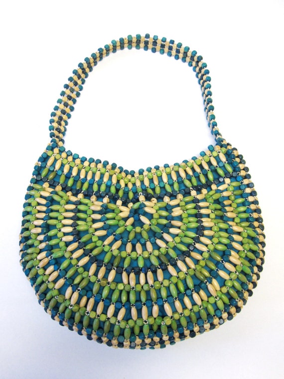 Beaded Purse Turquoise Blue Green Hobo Bag Tote by sweetie2sweetie