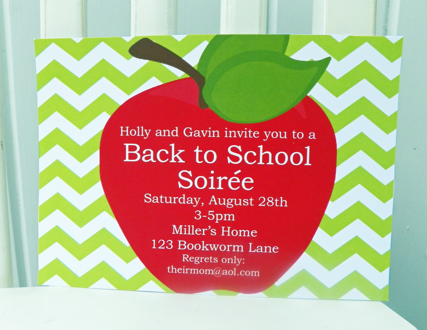 Apple Invitation Printable or Printed with FREE SHIPPING