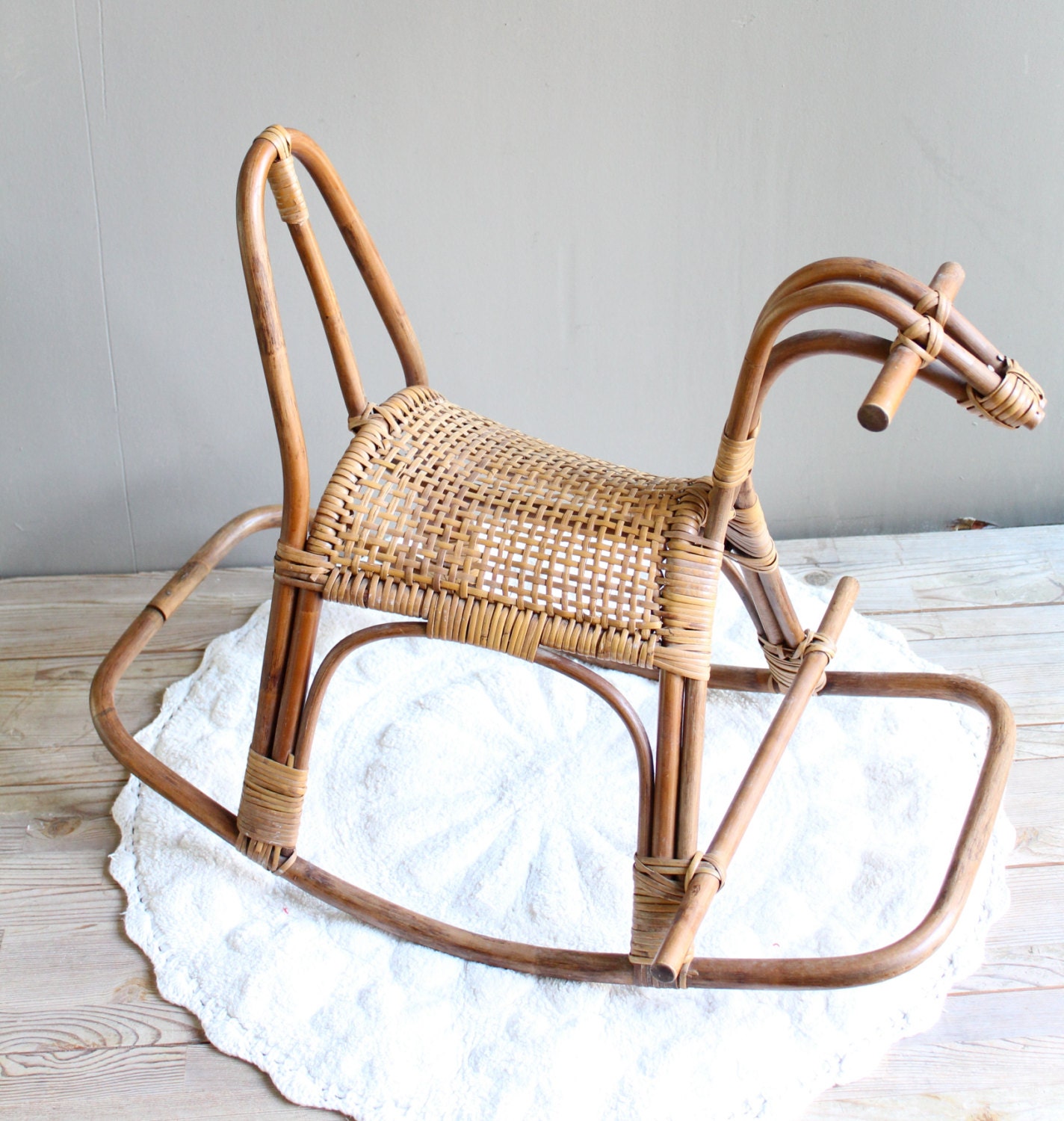 Vintage Wicker Rocking Horse
