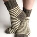 Striped Socks - 100% Natural Organic Wool - Hand Knitted from Hand Spun Undyed Wool Yarn