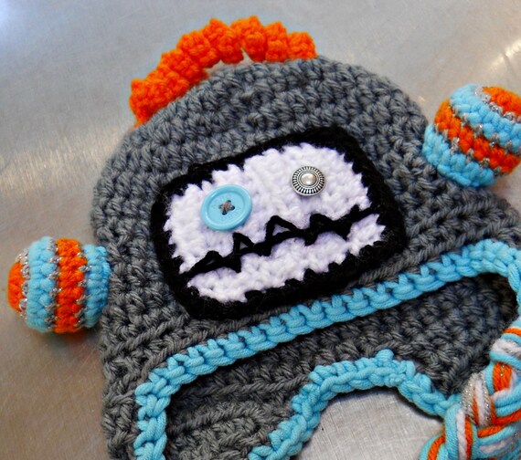 Crochet Robot Hat for Baby