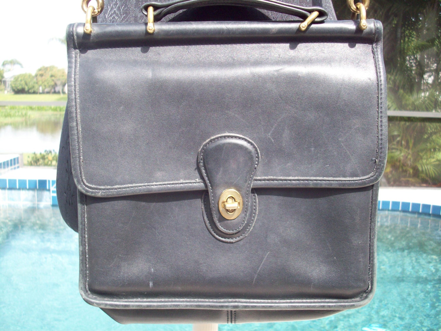 coach navy blue messenger bag