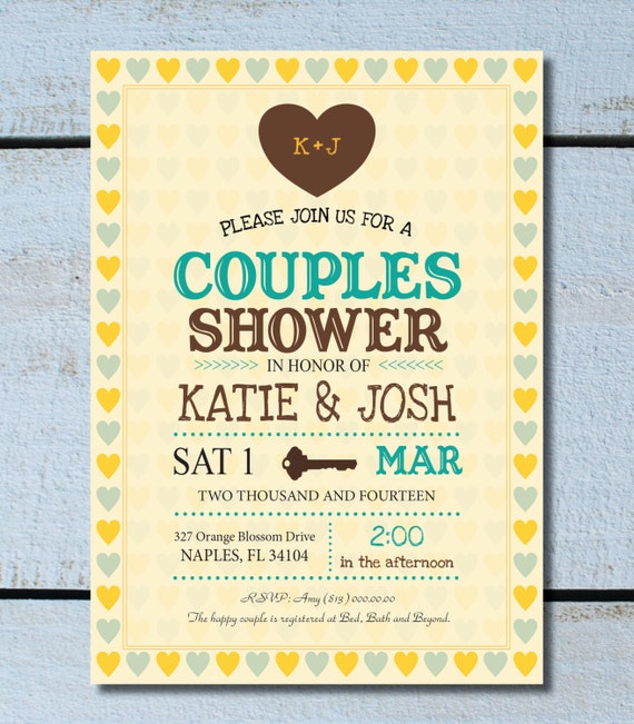 Vintage Wedding Shower, Couples Shower Jack and Jill Invitation