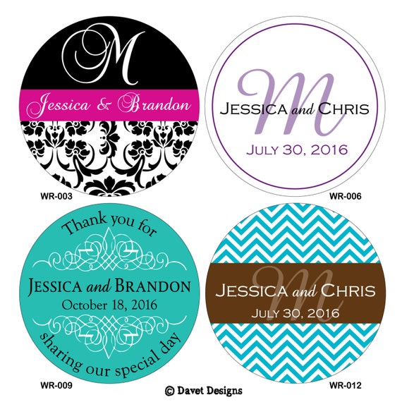 120 Custom Glossy Waterproof Wedding Stickers by DavetDesigns