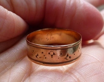 VICTORIAN ring- 14KT Rose Gold- Eternity Band- wide band from the 1890s 6.5mm wide