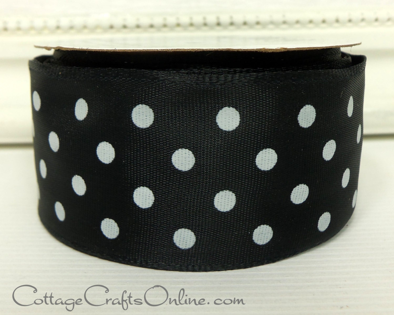 wired ribbon polka dot 1 1 2 wide black with white wired ribbon polka dot 1 1 2 wide black with white