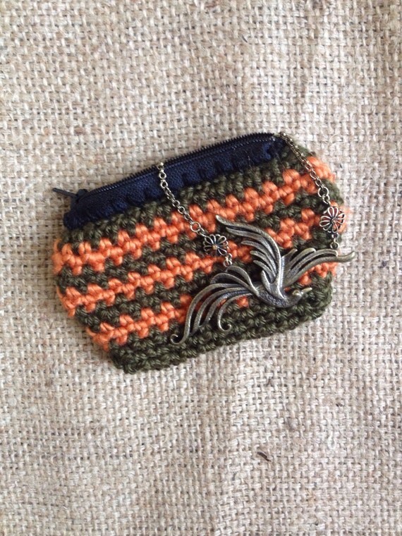 crochet change purse // striped zipper wallet