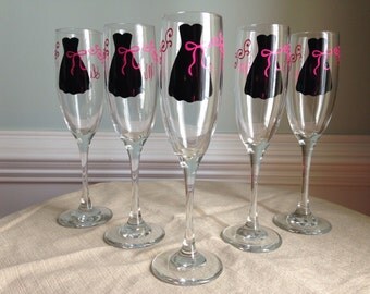 12 Personalized Bride and Bridesmaid Champagne Glasses