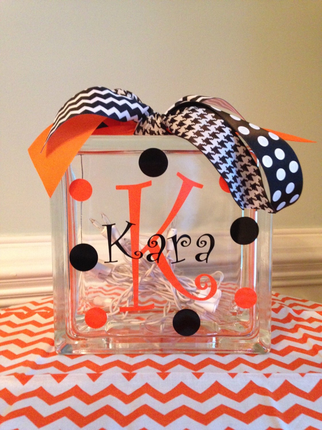 Personalized Monogram Glass Block Light