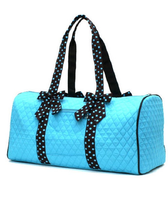 ... Duffel Bag- Monogrammed Quilted Turquoise Duffle Bag~ Embroidery