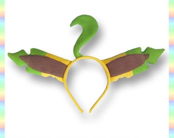 Leafeon Ears Headband - Fleece Anime Geek Gift Eevee Pokemon Yellow Green Cute Kawaii Cosplay Ears Adult Teen Child