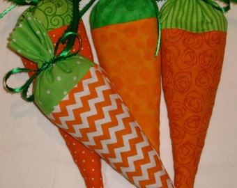 Easter Fabric Carrots - Jelly Bean Bag - Treat Bags - Set of 4 Orange ...