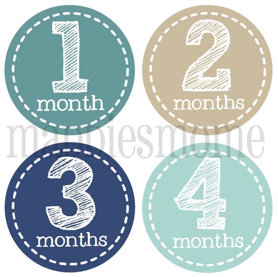 Items similar to Monthly Baby Stickers Baby Boy Month Stickers