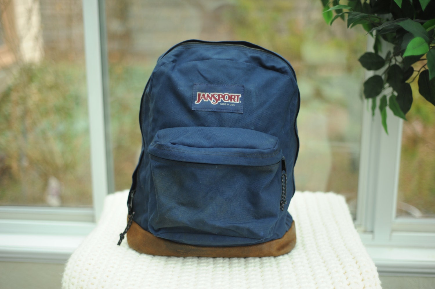 Vintage Made in USA Jansport Backpack with Leather Bottom