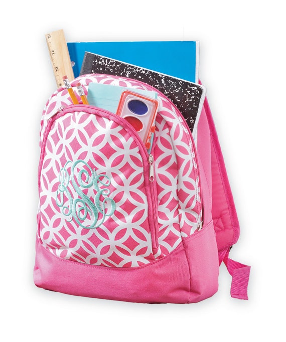 Personalized preschool backpack for girls monogram small