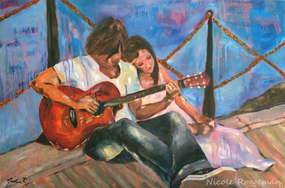 Boy Girl and a Guitar Love Nicole Roggeman etsy art prints