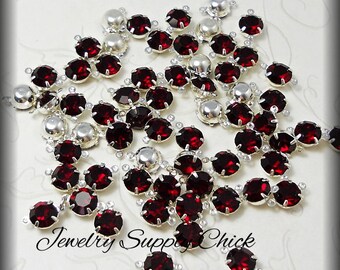 Siam Swarovski crystal 6mm connector (x6)