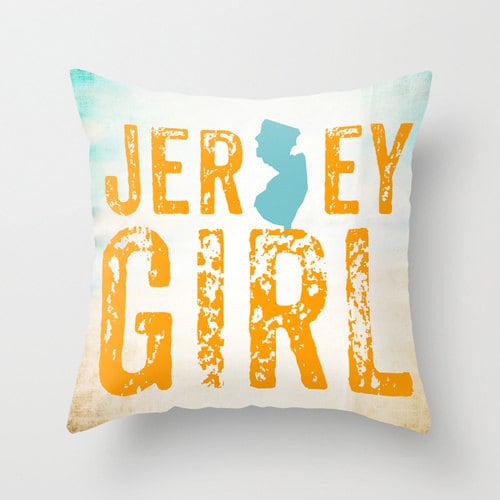 Throw Pillow Jersey Girl State Outline Nautical Decor