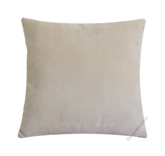 Beige Velvet Solid Decorative Throw Pillow Cover / Pillow Case
