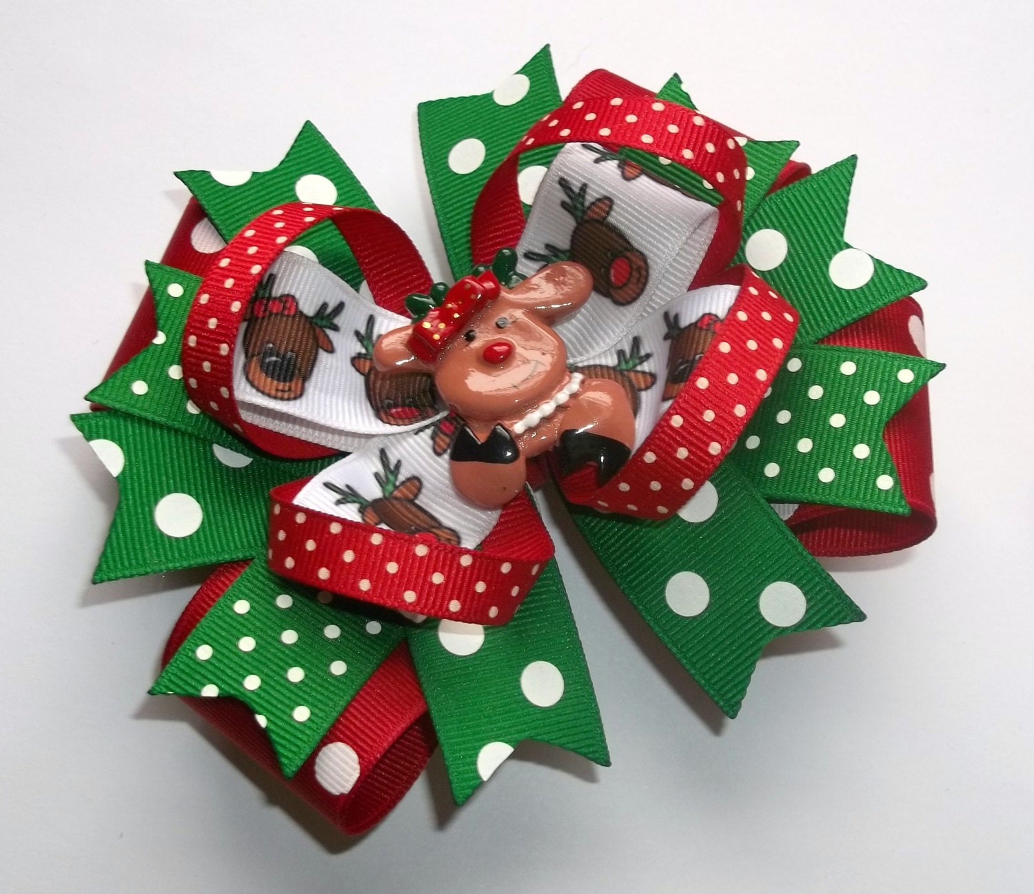 Christmas Hair Bow Boutique Style Reindeer Christmas Hair