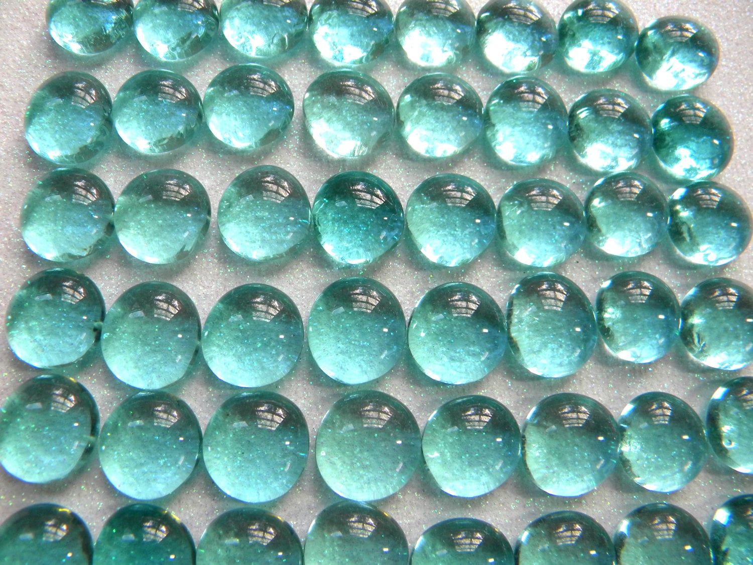 50 MINI Glass Gems Light AQUA Mosaic Supplies
