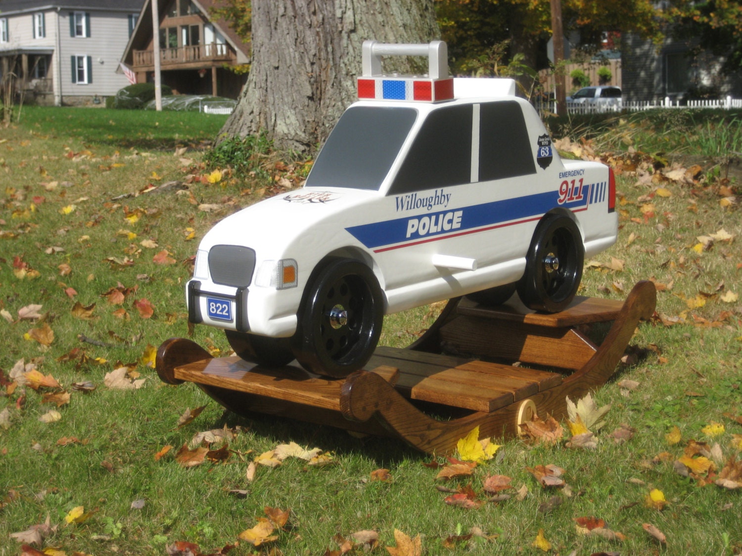 police car rocking horse