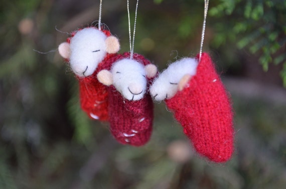 modflowers: set of 3 tiny nursery mice by feltingdreams