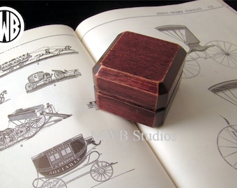 Antique Style Ring Box of Mahogany. Free Shipping and Engraving. RB43