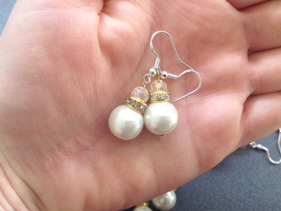 Large Pearl Earrings/ Bridal/ Bridesmaids/ White Pearl/