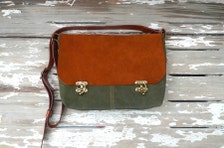 Flap Front Cover and Army Green Waxed Canvas Messenger Bag Single ...