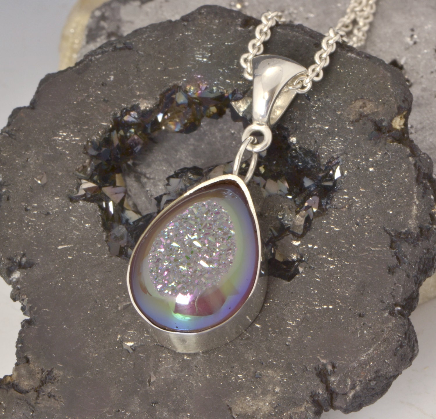 Druzy Necklace Druzy Jewelry Drusy Jewelry Purple Druzy