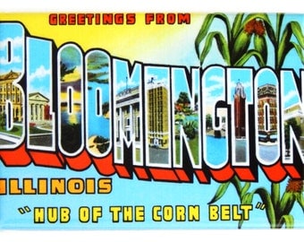 Greetings from Bloomington Illinois Fridge Magnet (2 x 3 inches)