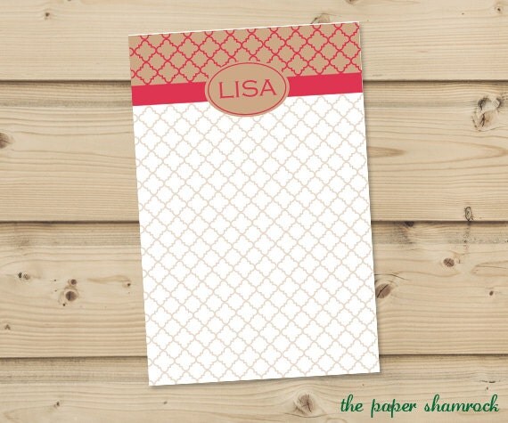 Quatrefoil Notepad, Custom Notepad, Personalized Notepad Il_570xn