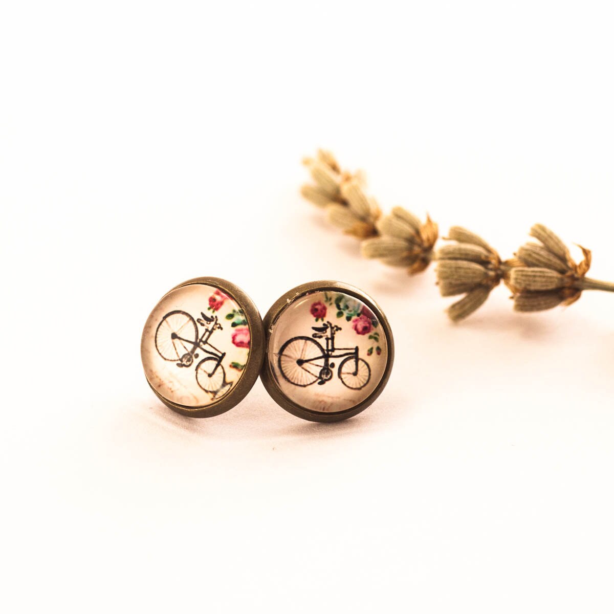 bicycle earrings bike earrings stud earrings post bicycle by dauz