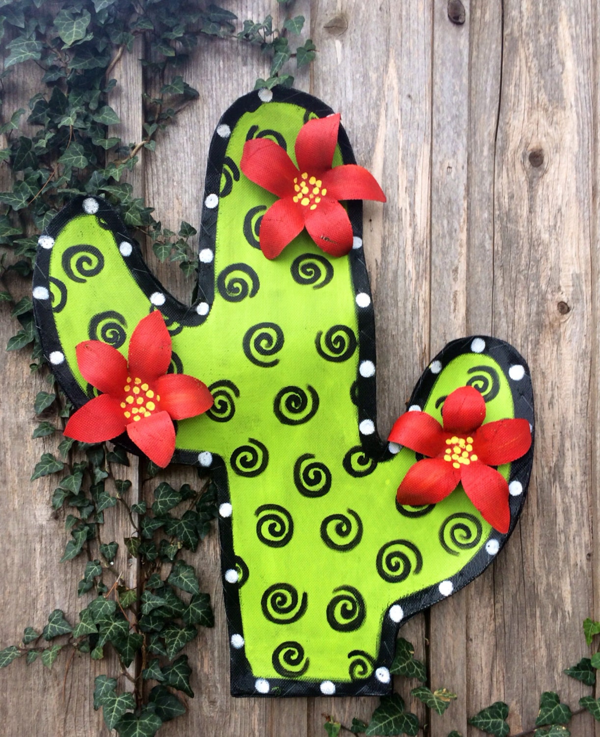 Cactus Screen Door Hanger Wreath