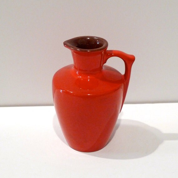 Frankoma 838 Pitcher Flame Glaze Vintage Small Jug Orange