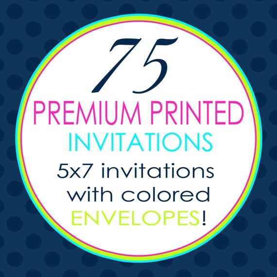 75 invitation prints with FREE colored envelopes #811 Il_570xn