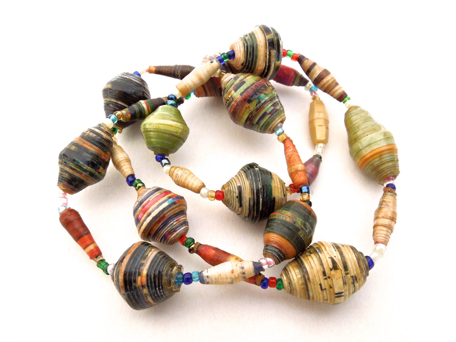 VINTAGE: African Paper Bead Necklace Trade Beads by DansandAdi