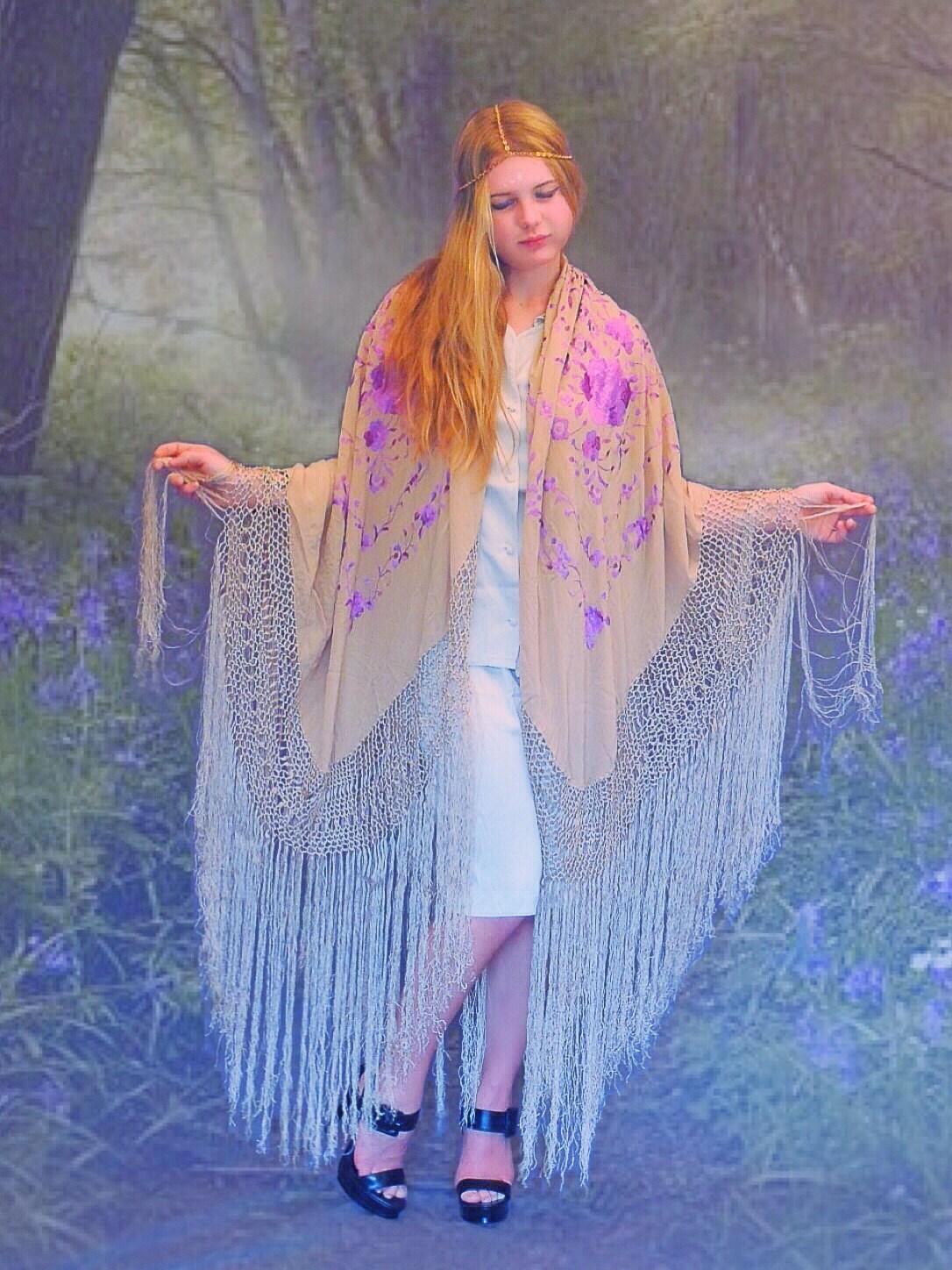 embroidered piano shawl