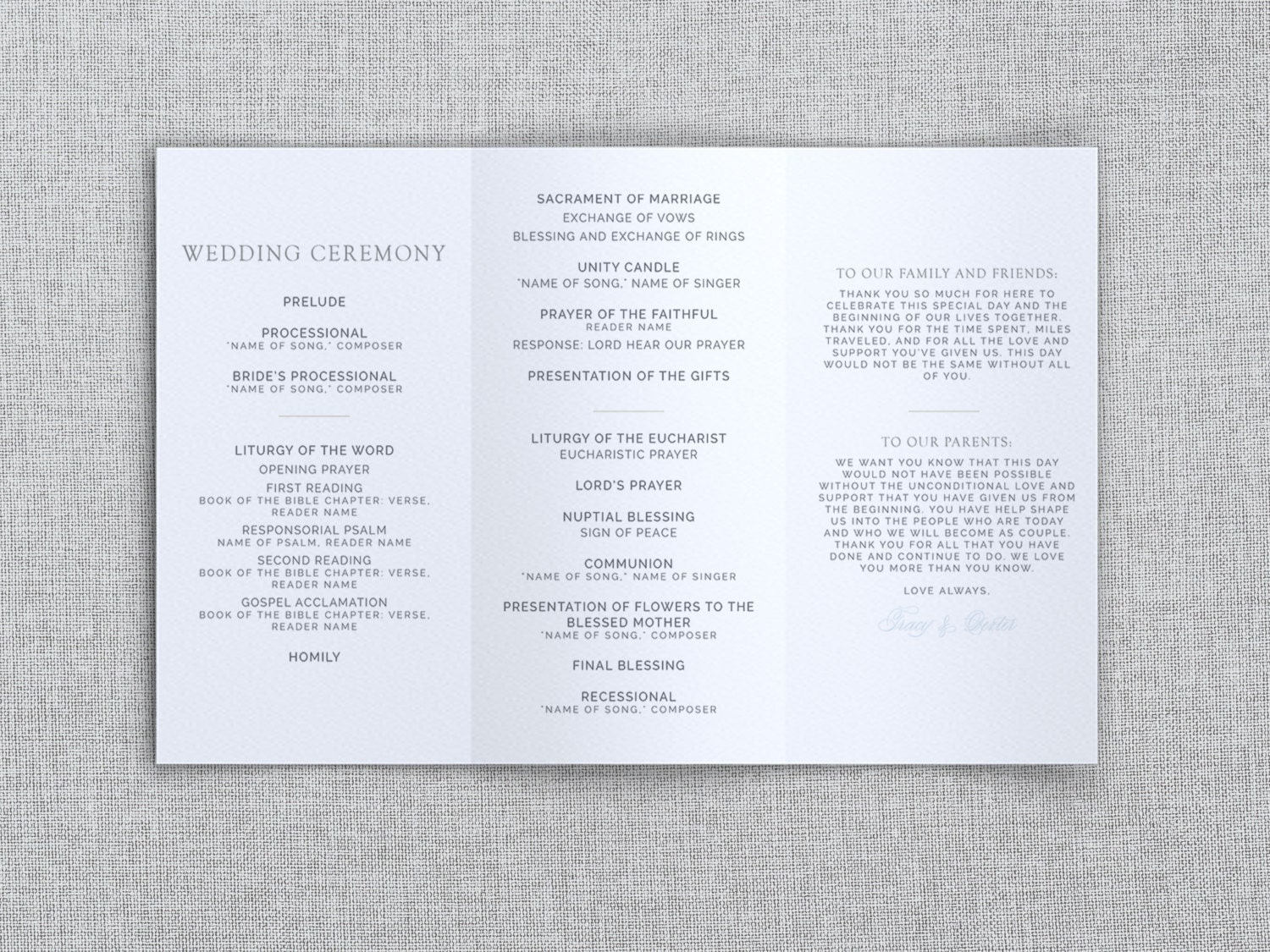 Just My Type Wedding Tri Fold Wedding Program Template Instant 