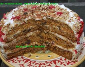 Vegan Carrot Walnut cake , love, animal free cruelty,no eggs,no dairy.