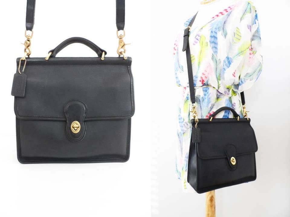 Coach Willis Bag Black Leather Grunge 90s Messenger Hipster