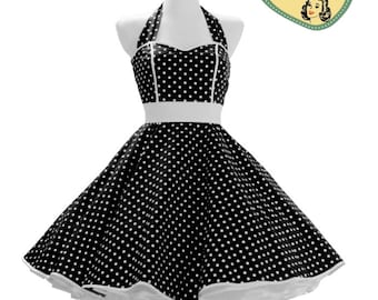 50's vintage dress full skirt black white polka dots sweetheart Tailor Made after your measurements #0014