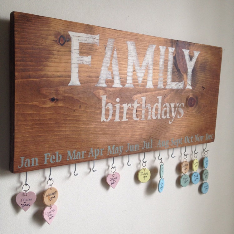 Family Birthday Calendar Rustic Wall Hanging Sign by shoponelove